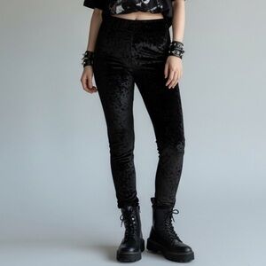 Hot Topic Black Crushed Velvet Leggings whimsigoth emo goth vibes